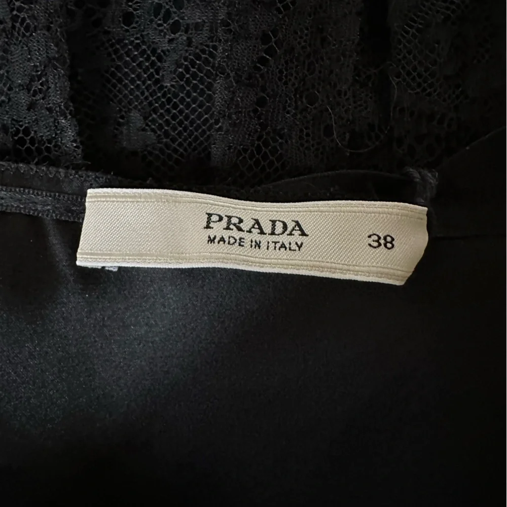 NWT Prada Black 100% Silk Satin & Lace Skirt Sz 38